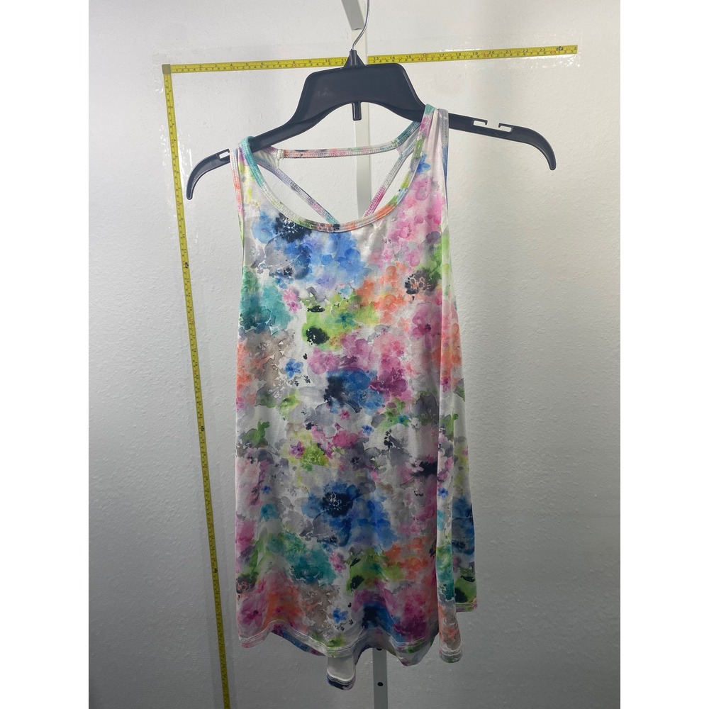 Burn Boot Camp Womens 2XL Floral Watercolor Racerback Athletic Tank Top Strappy‎